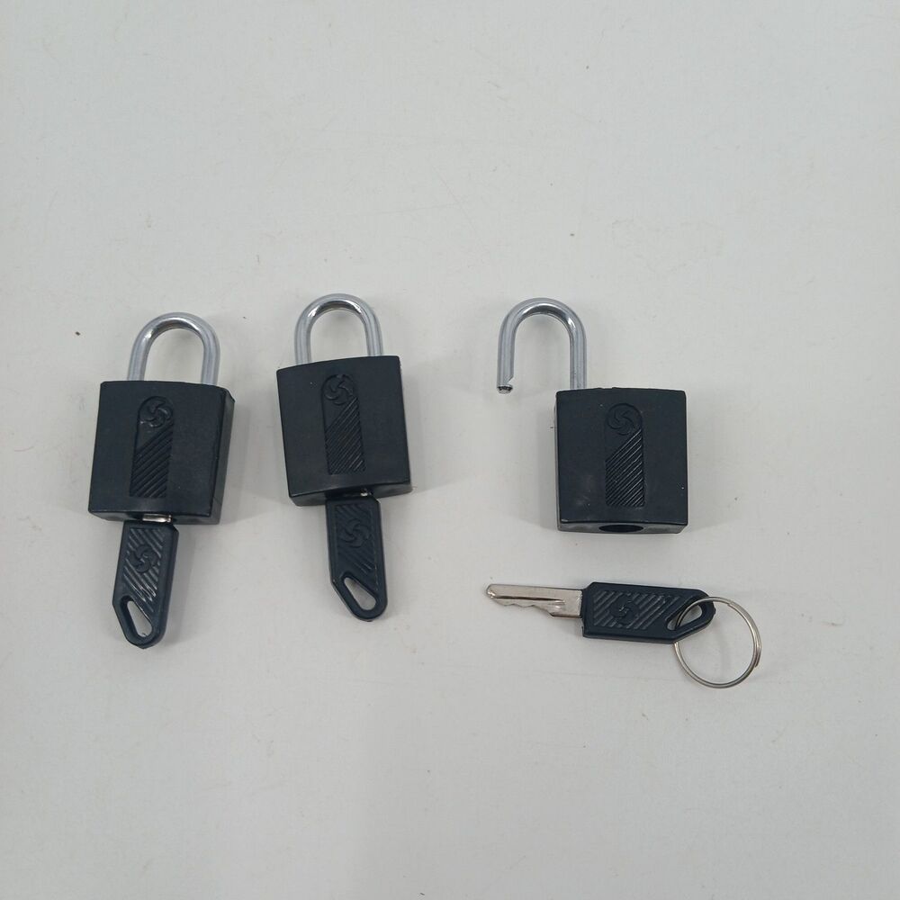 Unbranded Set of 3 Keyed Travel Luggage Padlocks with Rubber Covers & Keys